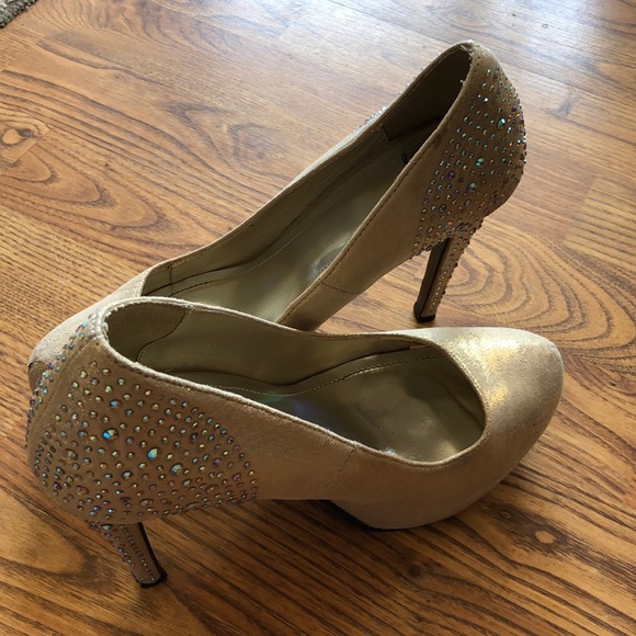 jeweled gold heels